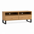 TV-Lowboard Eiche furniert rechteckig mit 2 Schubladen 140 x 40 x 55 cm