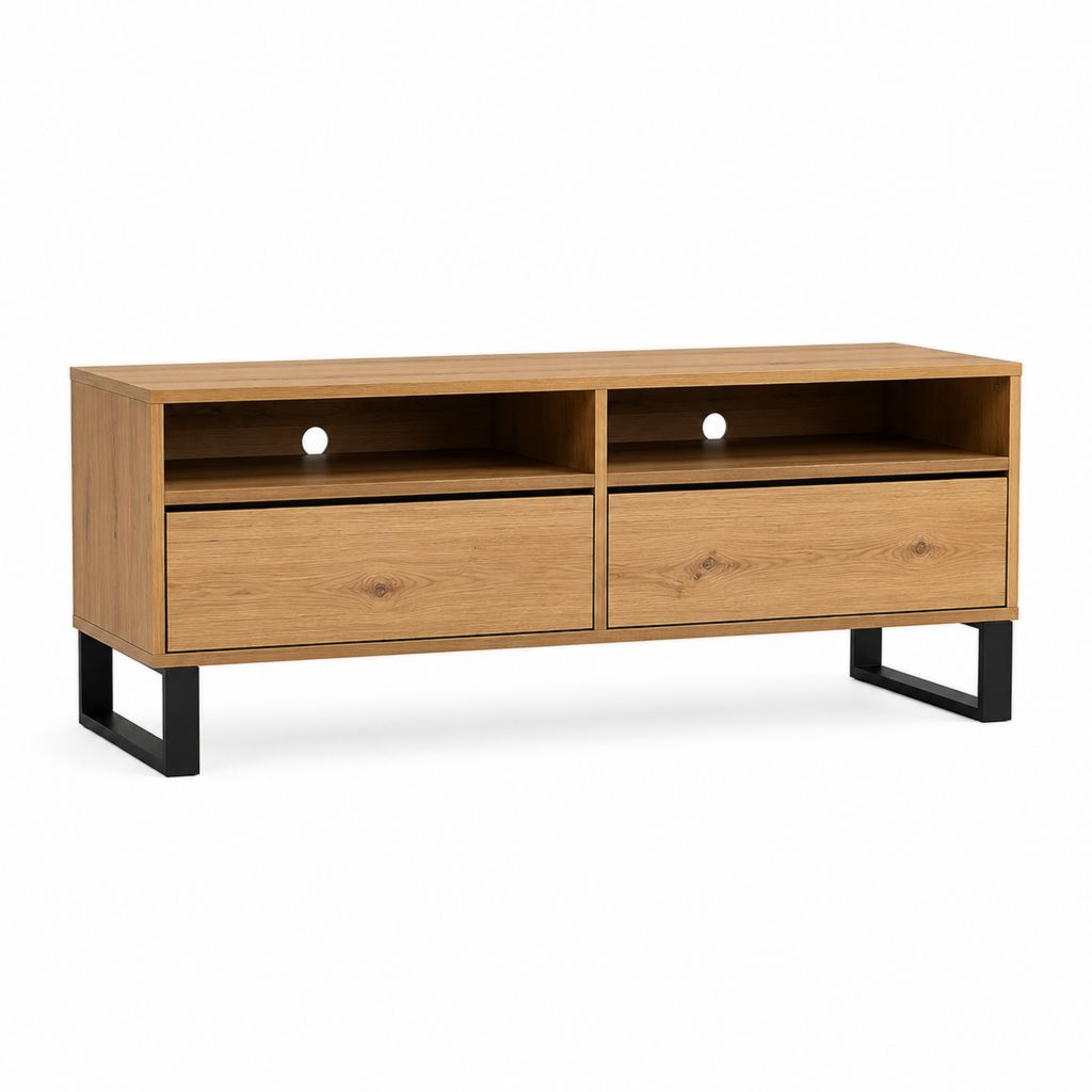 TV-Lowboard Eiche furniert rechteckig mit 2 Schubladen 140 x 40 x 55 cm