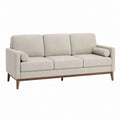 3-Sitzer Sofa Beige Polyester mit Massivholzfüßen 210 x 90 x 85 cm