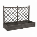 Hochbeet mit 2 Rankgittern Grau lasiertes Tannenholz 200 x 40 x 140 cm
