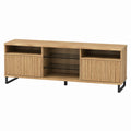 TV-Lowboard Eichenoptik MDF Glas rechteckig 160 x 40 x 60 cm