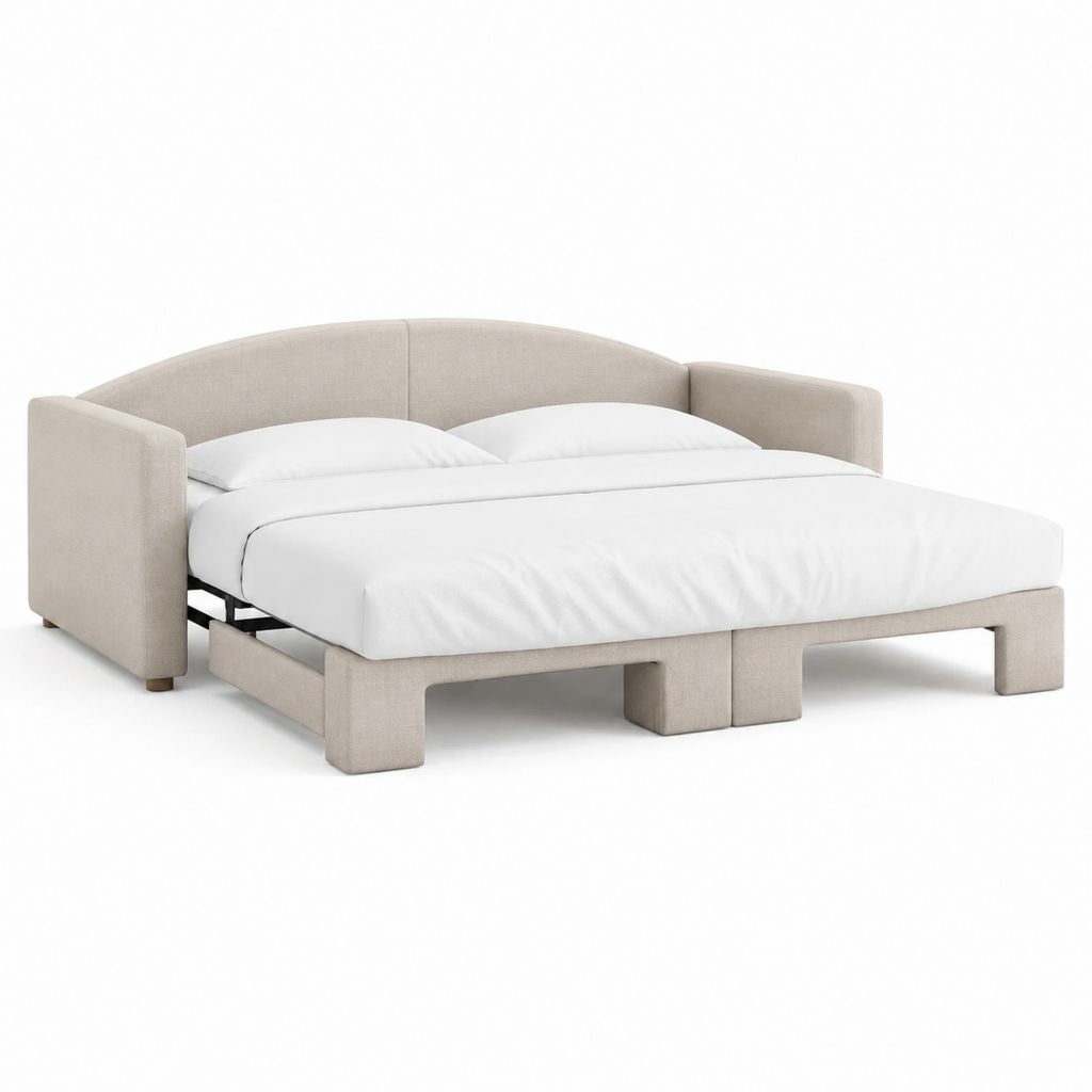 Schlafsofa mit Ausziehbett Beige Polyester 160 x 200 cm