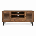 TV-Lowboard aus Mango-Massivholz Braun mit Lamellentüren 150 x 40 x 60 cm
