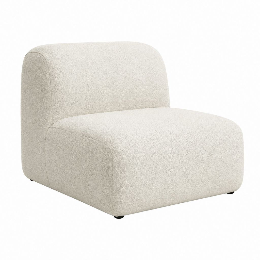 Sessel Cremeweiß mit Bouclé-Polyesterbezug und abgerundeter Form 85 x 85 x 82 cm
