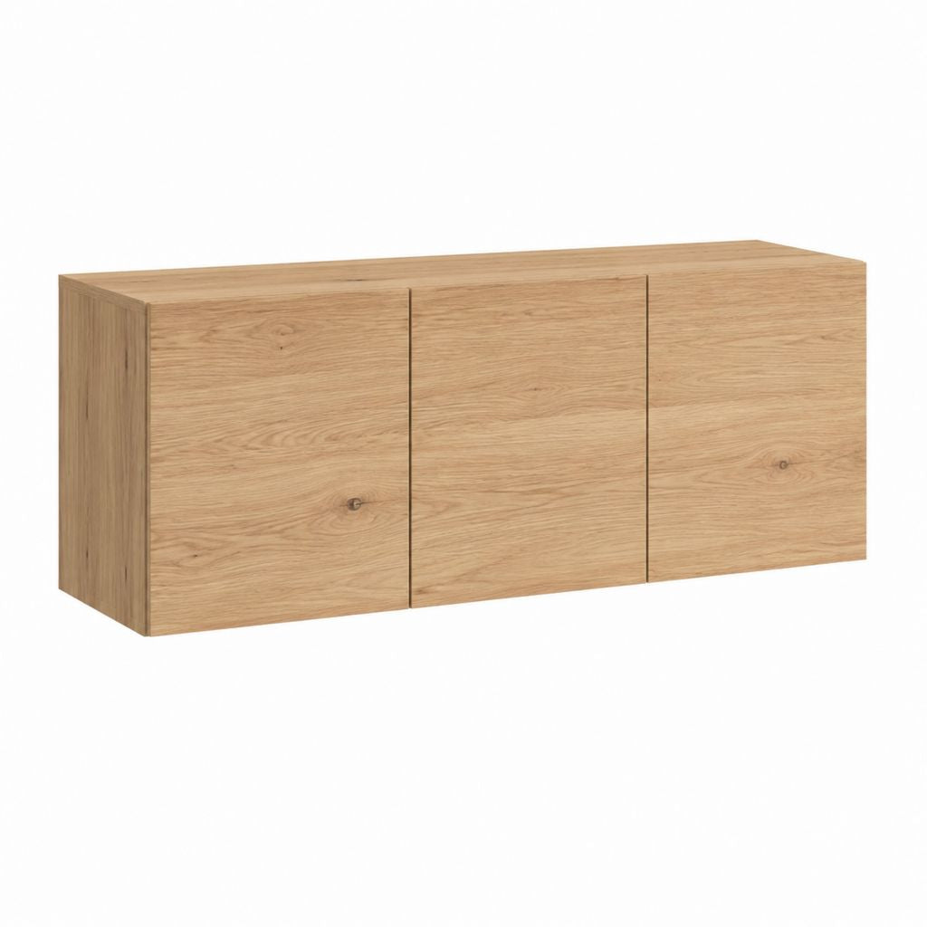 TV Hängeschrank Eichefarben Spanplatte rechteckig mit 3 Türen 140 x 70 x 35 cm