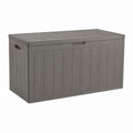 Garten-Aufbewahrungsbox Grau aus Polypropylen in Holzoptik 155 x 72 x 64 cm 570 L