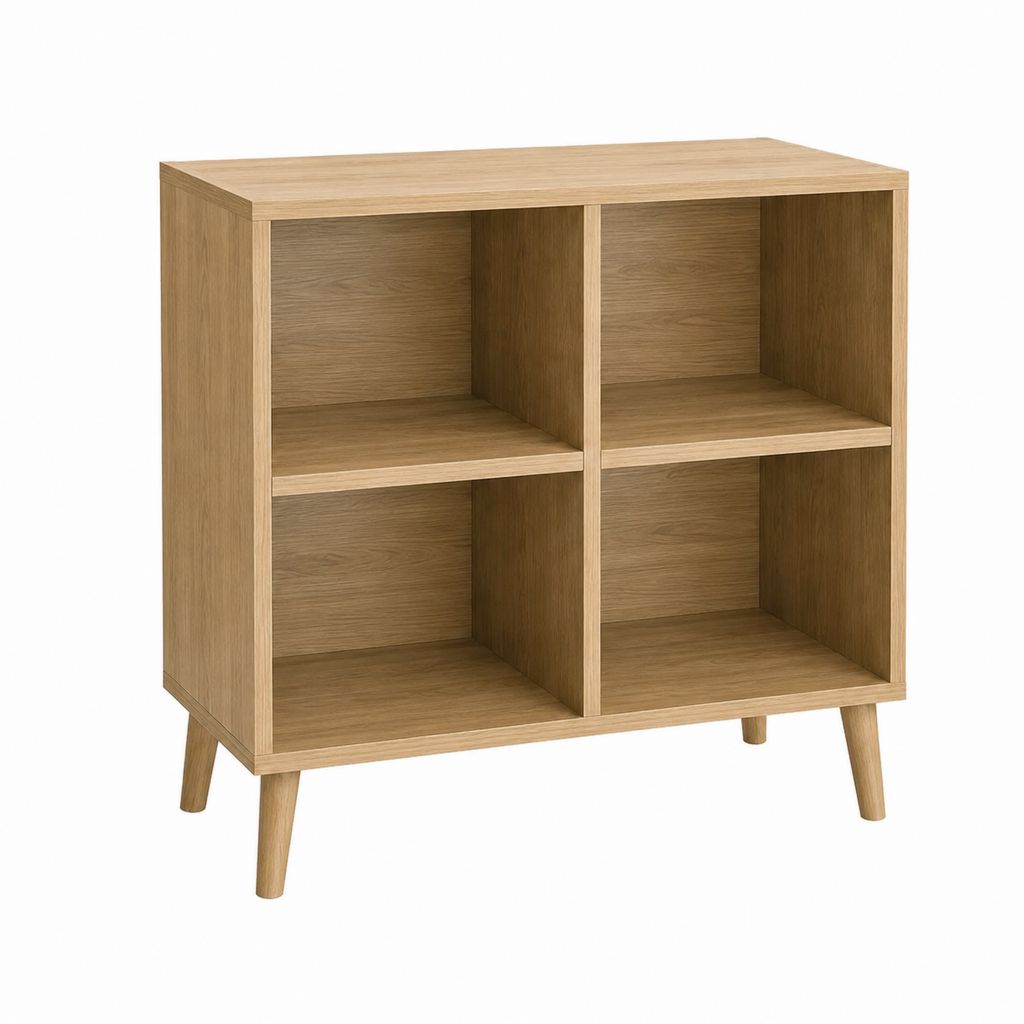 Standregal Eiche hell Spanplatte rechteckig mit 4 offenen Fächern 80 x 39 x 100 cm