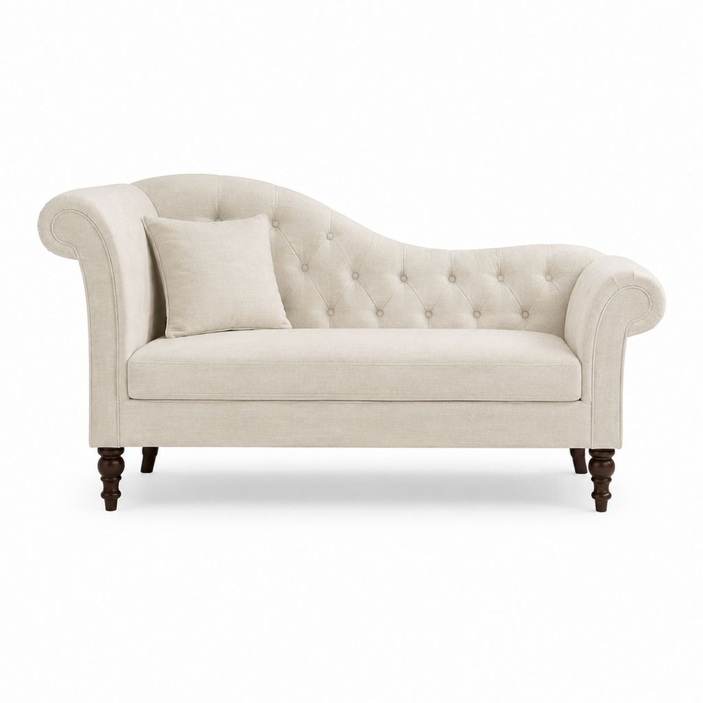 2-Sitzer Chaiselongue Beige Polyester mit Knopfheftung 160 x 80 x 83 cm
