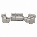 Relaxsofa Set 3-2-1 Hellgrau PU-Kunstleder mit elektrischer Relaxfunktion 3-Sitzer 205 x 97 x 102 cm 2-Sitzer 159 x 97 x 102 cm Sessel 92 x 97 x 102 cm