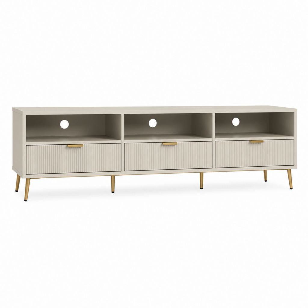 TV Lowboard Weiß MDF melaminbeschichtet Stahl rechteckig 180 x 40 x 60 cm