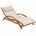 Gartenliege Sonnenliege Beige Akazienholz Textilene geschwungen 200 x 60 x 30 cm