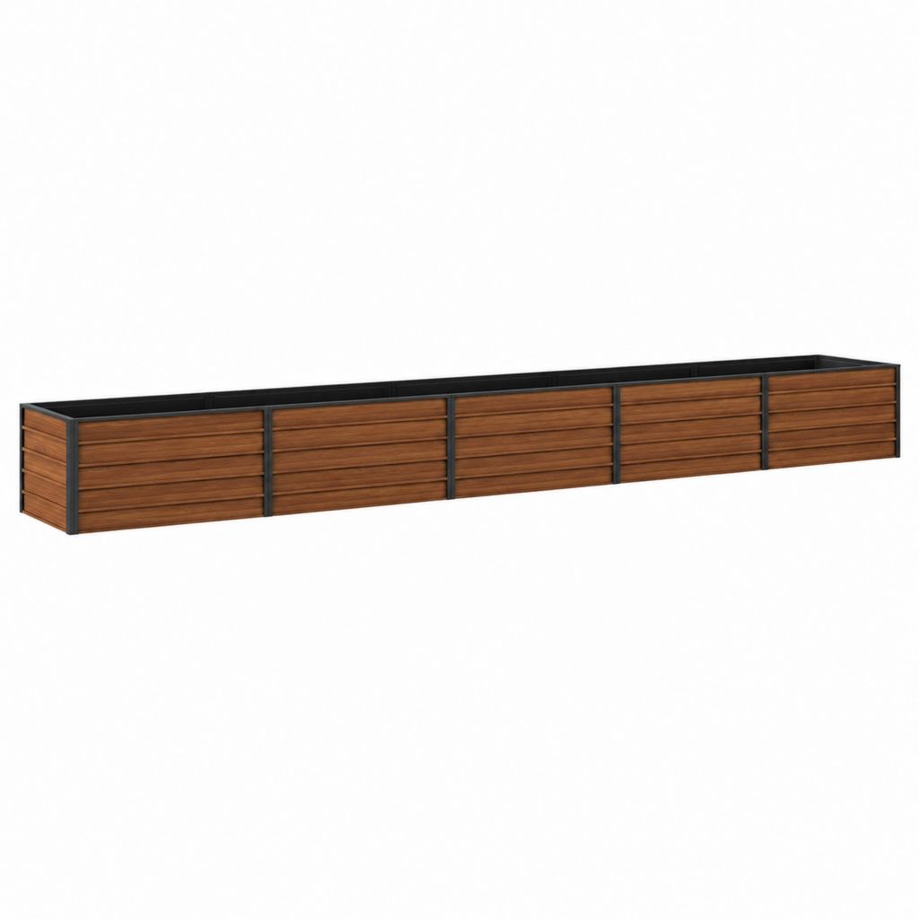 Hochbeet Pflanzkasten Braun Schwarz aus WPC und pulverbeschichtetem Stahl 320 x 60 x 45 cm