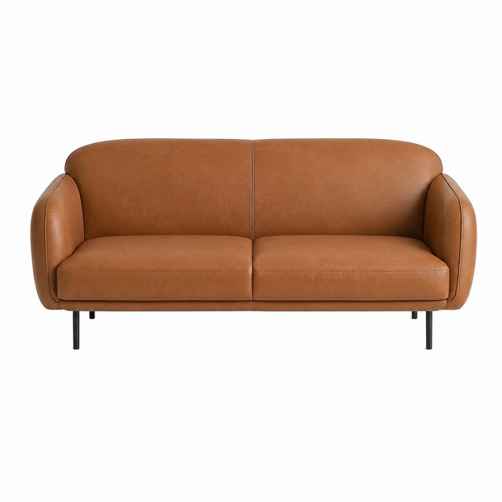 2-Sitzer Sofa Cognac PU-Kunstleder mit abgerundeter Form 160 x 85 x 78 cm