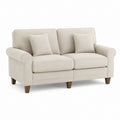 2-Sitzer Sofa Beige mit Polyesterbezug und Massivholzfüßen 160 x 90 x 88 cm