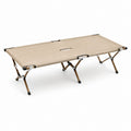 Klappbare Gartenliege Campingbett beige mit Aluminiumgestell und Polyesterbespannung rechteckig 190 x 64 x 43 cm