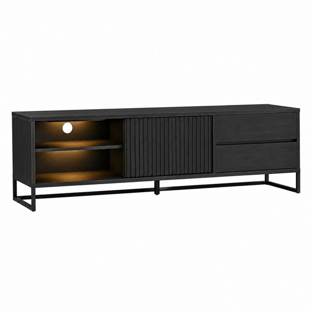 TV-Lowboard Schwarz MDF mit Melaminharzbeschichtung Rechteckig 180 x 40 x 60 cm