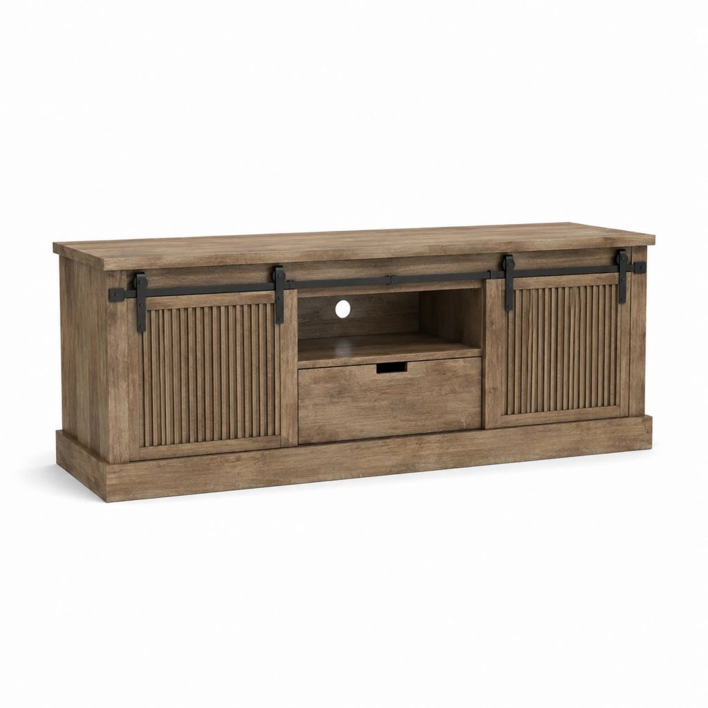 TV-Lowboard Braun aus MDF mit Schiebetüren 150 x 40 x 70 cm
