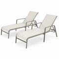 2er Set Gartenliegen Beige Aluminiumgestell mit Textilene-Bespannung verstellbare Rückenlehne 195 x 68 x 35 cm